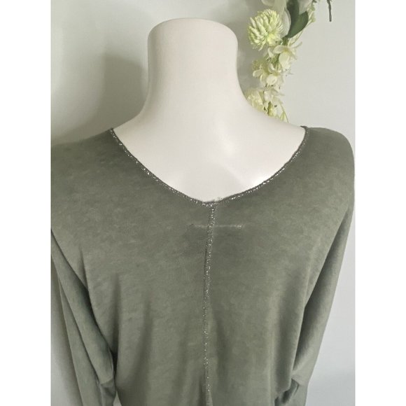Free For Humanity Size Small Lightweight Sweater Top Metallic Trim Long Sleeves - Picture 10 of 16